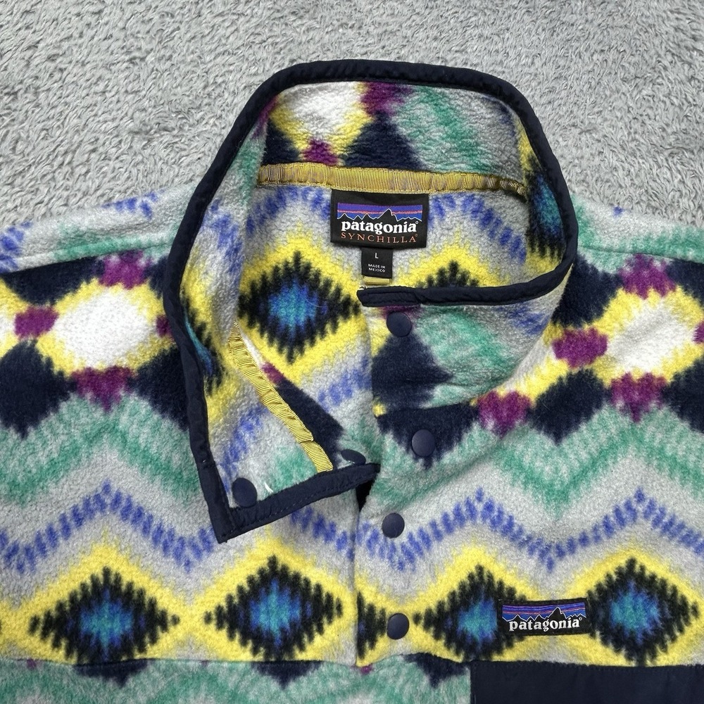 Patagonia Synchilla Pullover Women's L Multi Fleece Timber Twist Aztec *HOLES - Picture 6 of 16